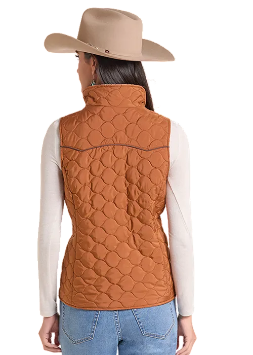 Panhandle Slim Women's Rust Aztec Print Reversible Vest DW98C09310