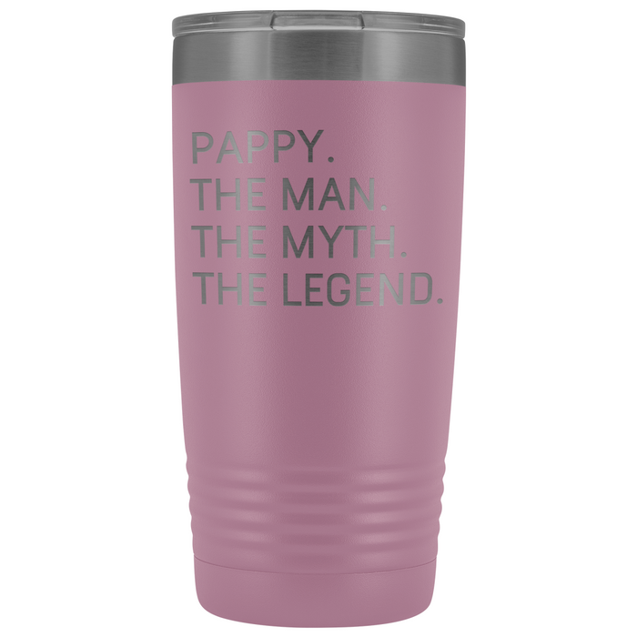 Pappy Gifts Pappy The Man The Myth The Legend Stainless Steel Vacuum Travel Mug Insulated Tumbler 20oz $31.99 | Light Purple Tumblers
