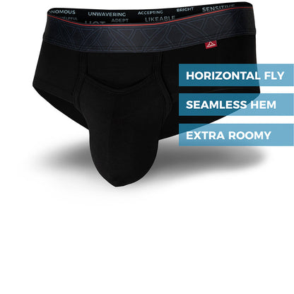 Pinatubo seamless briefs in jet black front view