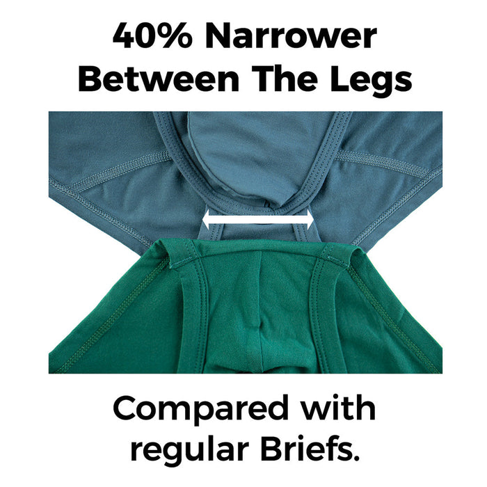 Close up of the 40% narrower leg openings on the pinatubo briefs.
