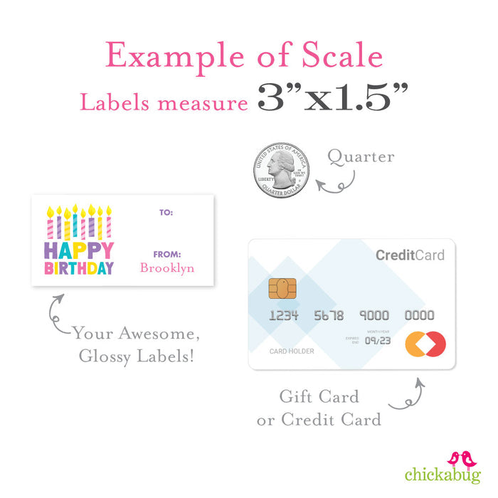 Pink Candles Birthday Gift Labels
