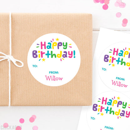 Pink & Purple Fun Birthday Gift Labels