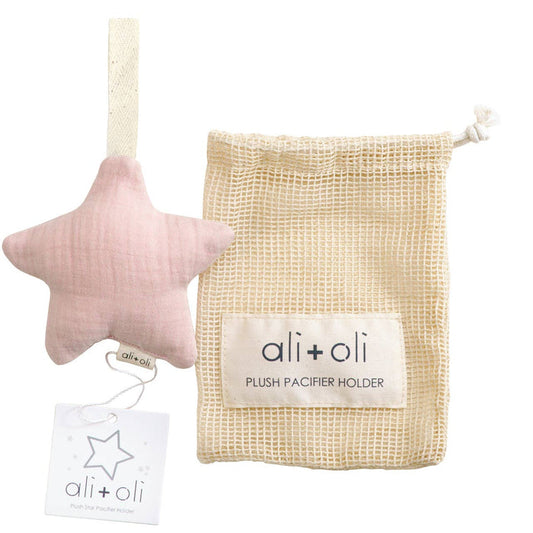 Plush Star Pacifier Holder (Muslin Pink) - Wee Bee Baby Boutique