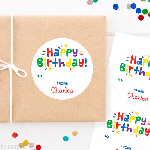 Rainbow Fun Birthday Gift Labels