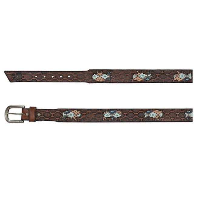 Red Dirt Hat Co. Men’s Genuine w/Southwest Buffalo Inlay Leather Belt 22227BE7-Painted Cowgirl Western Store