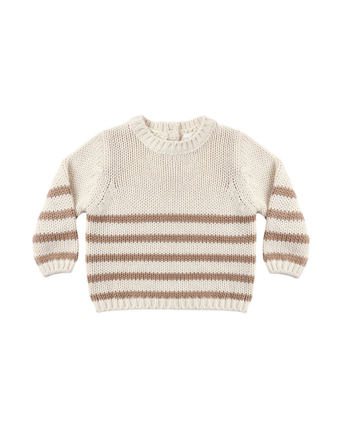 Rex Sweater || Almond Stripe - Wee Bee Baby Boutique