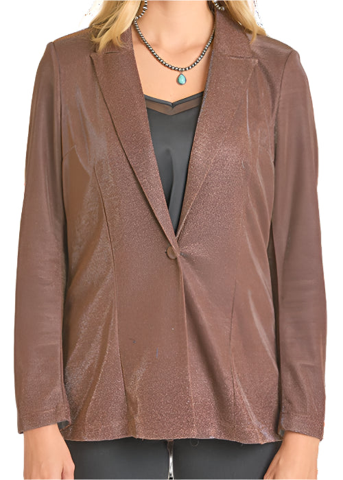 Rock and Roll Cowgirl Women's Brown Iridescent Blazer BW96T06947