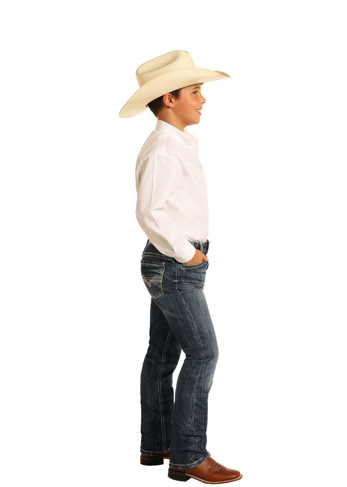 Rock & Roll Cowboy Boy's Revolver Reflex Stretch BootCut Jeans BBS9882-Painted Cowgirl Western Store
