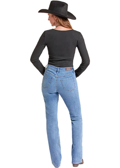 Rock & Roll Cowgirl Women's Black Grommet Long Sleeve Top BW22T09384