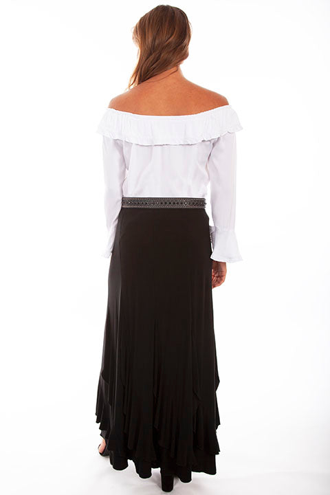 Scully Honey Creek Women’s Black Ruffledraping Maxi Skirt HC1063-BLK