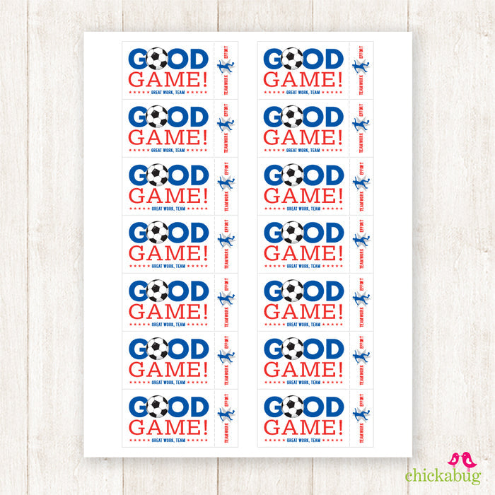 Soccer Team Snack Labels - Your Choice of Color