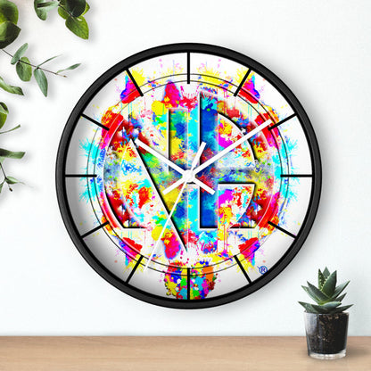 Splattered NA Symbol Wall Clock