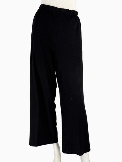 St. John Black Elastic Waist Wide-Leg Pants – Size Large