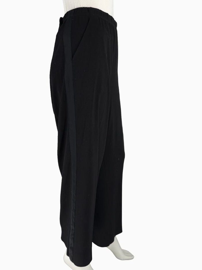 St. John Black Elastic Waist Wide-Leg Pants – Size Large