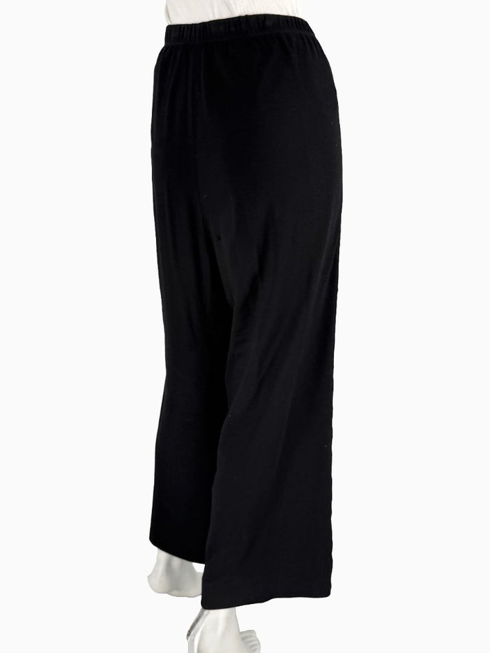 St. John Black Elastic Waist Wide-Leg Pants – Size Large