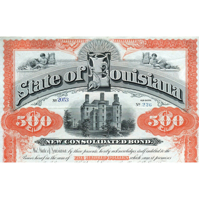 State of Louisiana 1892 Stock Bond Certificate
