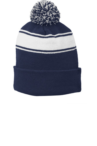 STC28-Sport-Tek® Stripe Pom Pom Beanie- GTSC