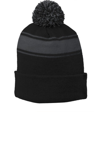 STC28-Sport-Tek® Stripe Pom Pom Beanie- GTSC