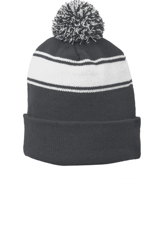 STC28-Sport-Tek® Stripe Pom Pom Beanie- GTSC
