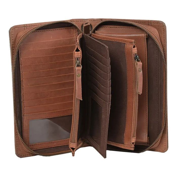STS Ranchwear Evie Hair-On Cowhide Leather Crossbody Organizer Purse Wallet STS31376