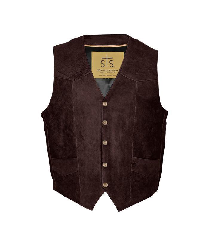 STS Ranchwear Men's Brandy Brown Leather Concealed Carry Chisum Vest STS3646-Painted Cowgirl Western Store