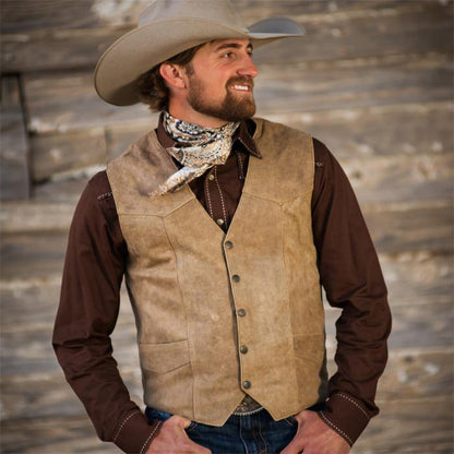 STS Ranchwear Men's Brandy Brown Leather Concealed Carry Chisum Vest STS3646-Painted Cowgirl Western Store