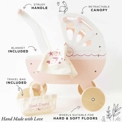 Sweet Dreams Doll Pram - Wee Bee Baby Boutique