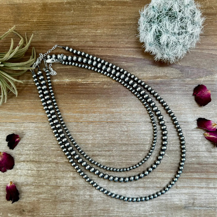 The Bijoux FAB 4mm Sterling Silver Pearls 14" Choker Necklace CHO-NAV-119-Painted Cowgirl Western Store