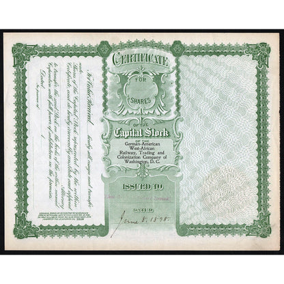 The German-American West-African Railway, Trading and Colonization Company of Washington, D.C.