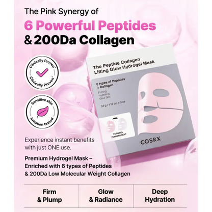 COSRX The Peptide Collagen Lifting Glow Hydrogel Mask Nudie Glow Australia