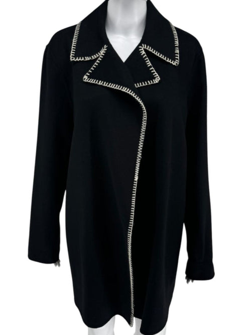 Theory Black Wool-Cashmere Stitch Overlay Coat – Size M