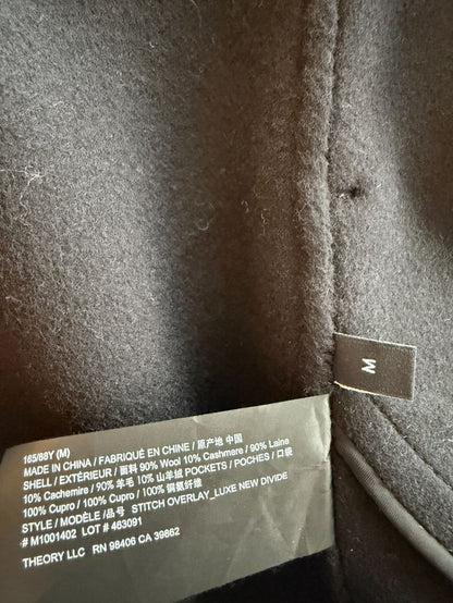 Theory Black Wool-Cashmere Stitch Overlay Coat – Size M