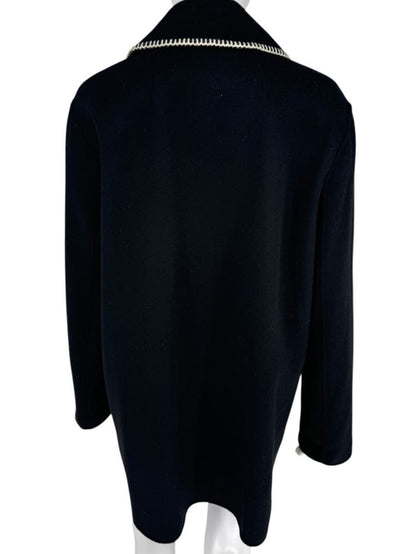 Theory Black Wool-Cashmere Stitch Overlay Coat – Size M