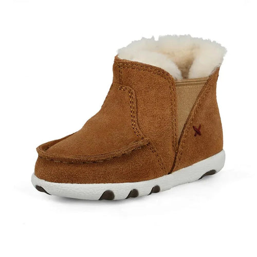Twisted X Infant and Toddler Tan Suede Fleece Lined Baby Driving Moc Shoe ICA0021-Painted Cowgirl Western Store