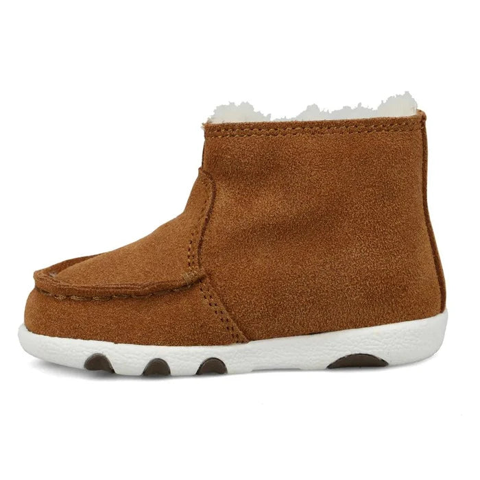 Twisted X Infant and Toddler Tan Suede Fleece Lined Baby Driving Moc Shoe ICA0021-Painted Cowgirl Western Store