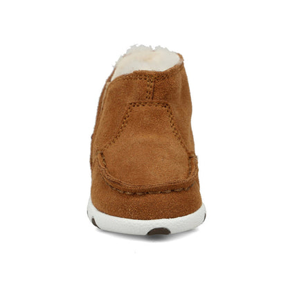 Twisted X Infant and Toddler Tan Suede Fleece Lined Baby Driving Moc Shoe ICA0021-Painted Cowgirl Western Store