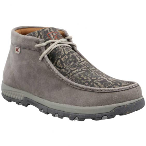 Twisted X Men's Chukka Bomber Gray Elephant Print Leather Driving Mocs Shoes MXC0017-Painted Cowgirl Western Store