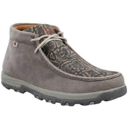 Twisted X Men's Chukka Bomber Gray Elephant Print Leather Driving Mocs Shoes MXC0017-Painted Cowgirl Western Store