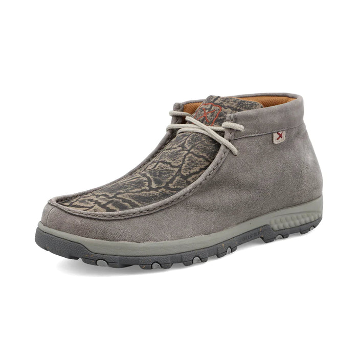Twisted X Men's Chukka Bomber Gray Elephant Print Leather Driving Mocs Shoes MXC0017-Painted Cowgirl Western Store