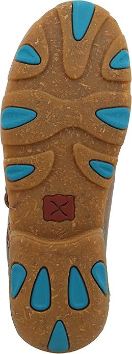 Twisted X Women's Bomber Leather & Turquoise Tooled Chukka Driving Moc Casual Shoes WDM0148