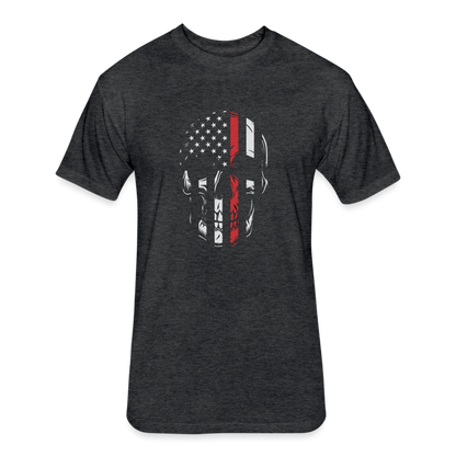 Unisex Poly/Cotton T-Shirt by Next Level - Thin Red Line Skull - heather black