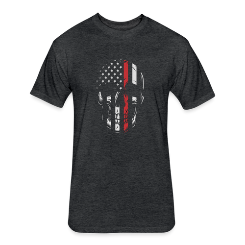 Unisex Poly/Cotton T-Shirt by Next Level - Thin Red Line Skull - heather black