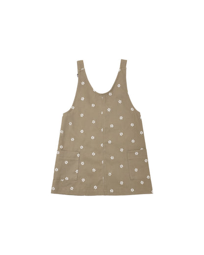 V-Neck Overall Dress || Embroidered Daisies