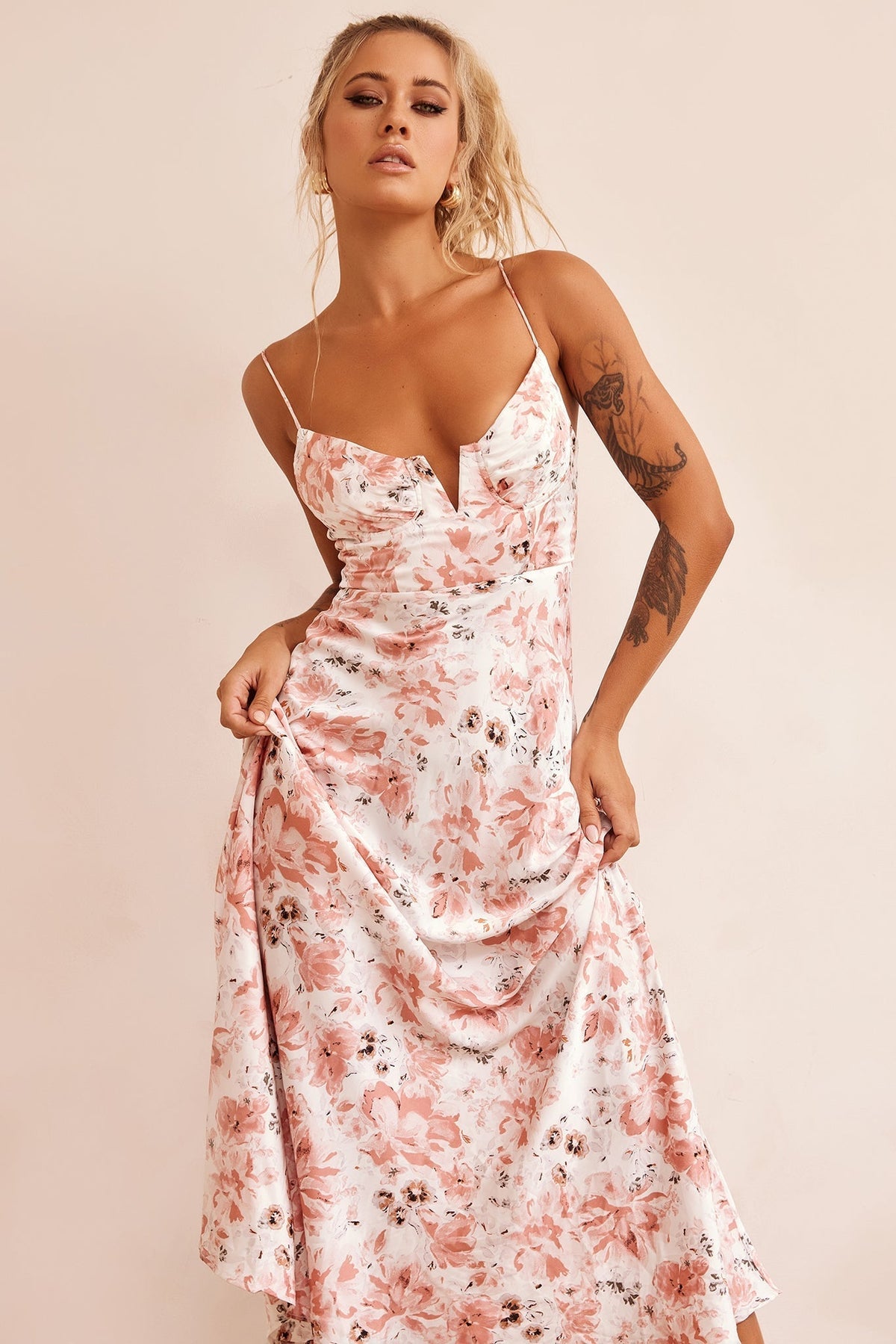 Vintage Summer Midi Dress - Rose