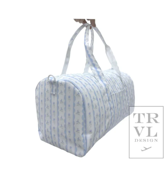 Weekender Duffle Bag - Ribbon Floral Blue - Wee Bee Baby Boutique