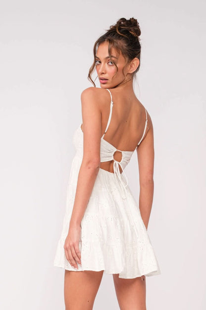 Allie White Eyelet Babydoll Mini Dress