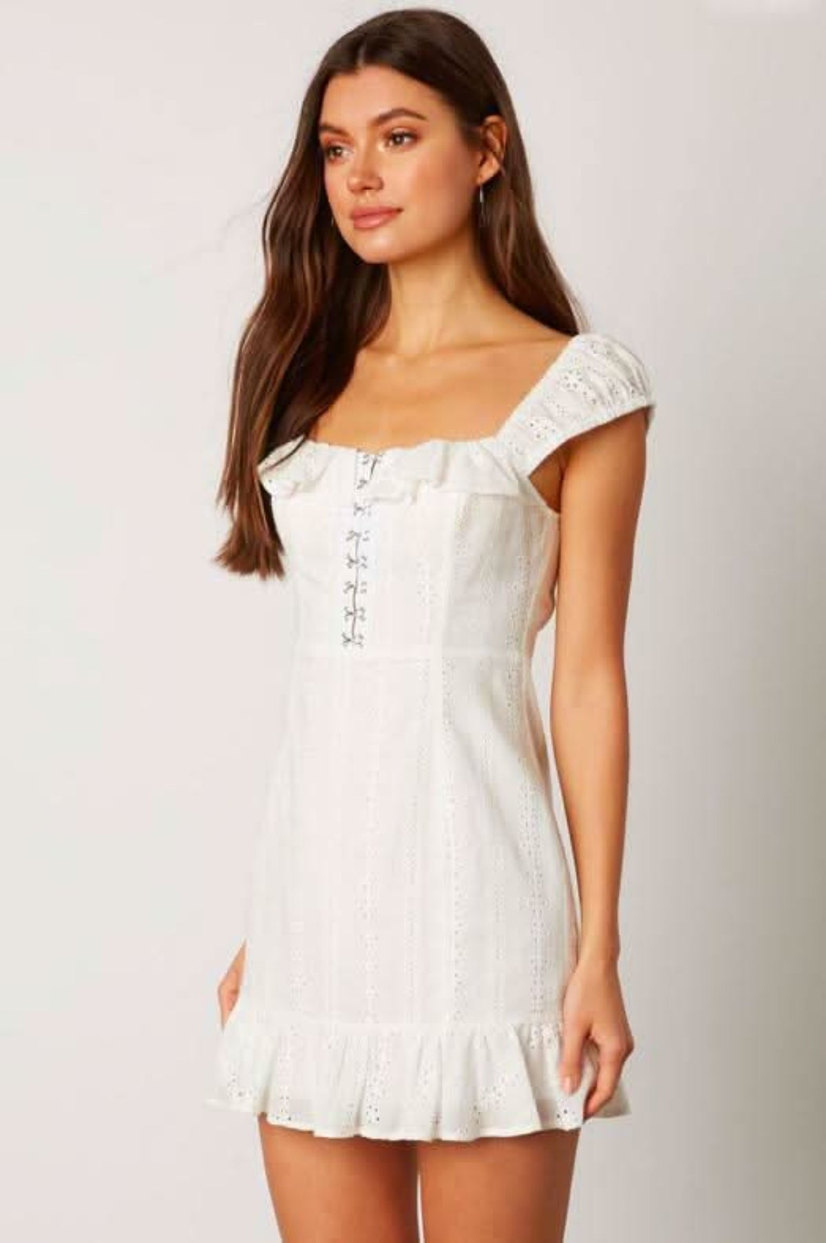 All You Give White Eyelet Hook & Eye Mini Dress