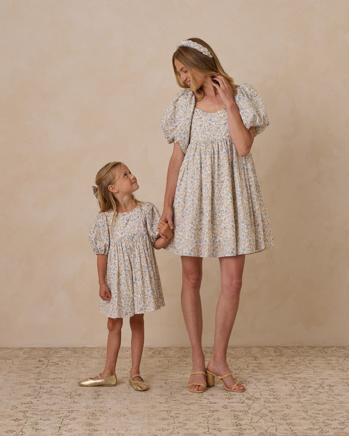 Women's Isabella Dress | Blue Garden (XS, XL) - Wee Bee Baby Boutique