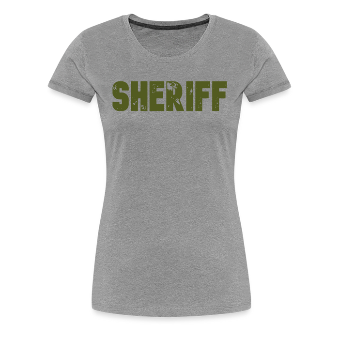 Women’s Premium T-Shirt - Sheriff Front & Back - OD Green - heather gray