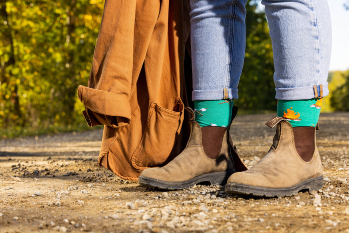Women’s Socks | Campfire & Marshmallow | Mismatched Socks: Women's 5 - 10 - Pine & Moss